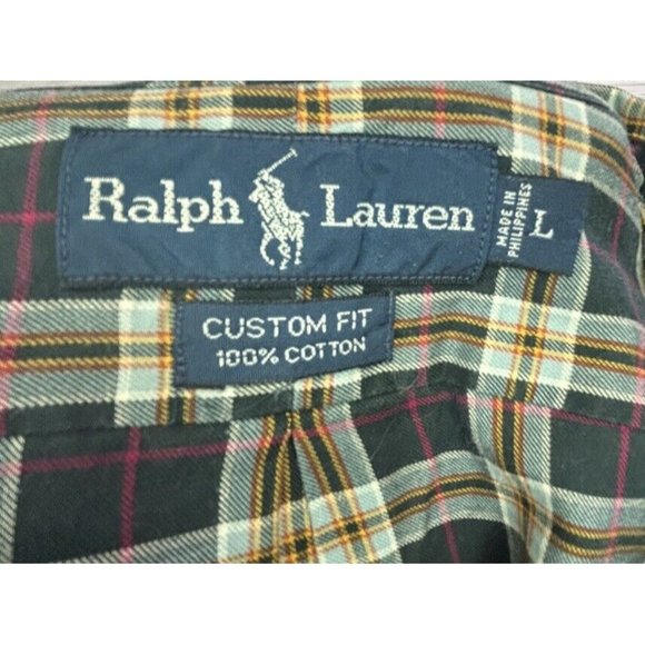 Ralph Lauren‎ Men's Cotton Button Down Shirt Large Black Pink Plaid Long Sleeve - Picture 6 of 9